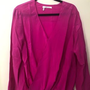 Derek Lam 10 Crosby Silk Wrap Front Top Sz P $398